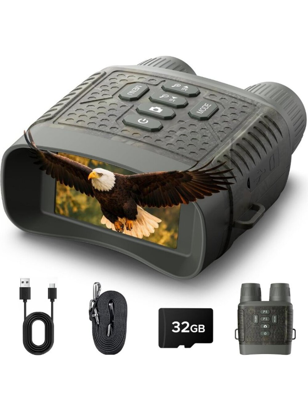 4K Night Vision Goggles with 10X Zoom, 3" Screen, Infrared Binoculars